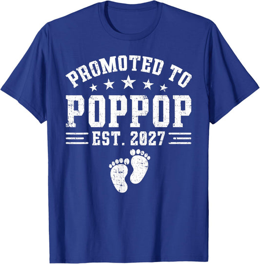 Poppop Est 2027 Promoted to Poppop Baby Announcement T-Shirt - T-Shirt | Royal