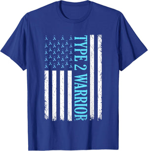 Type 2 Warrior Diabetes Awareness Diabetic Gifts Men Women T-Shirt - T-Shirt | Royal