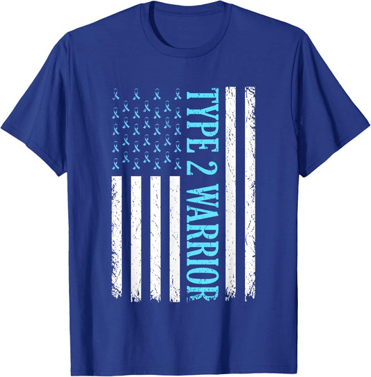 Type 2 Warrior Diabetes Awareness Diabetic Gifts Men Women T-Shirt - T-Shirt | Royal