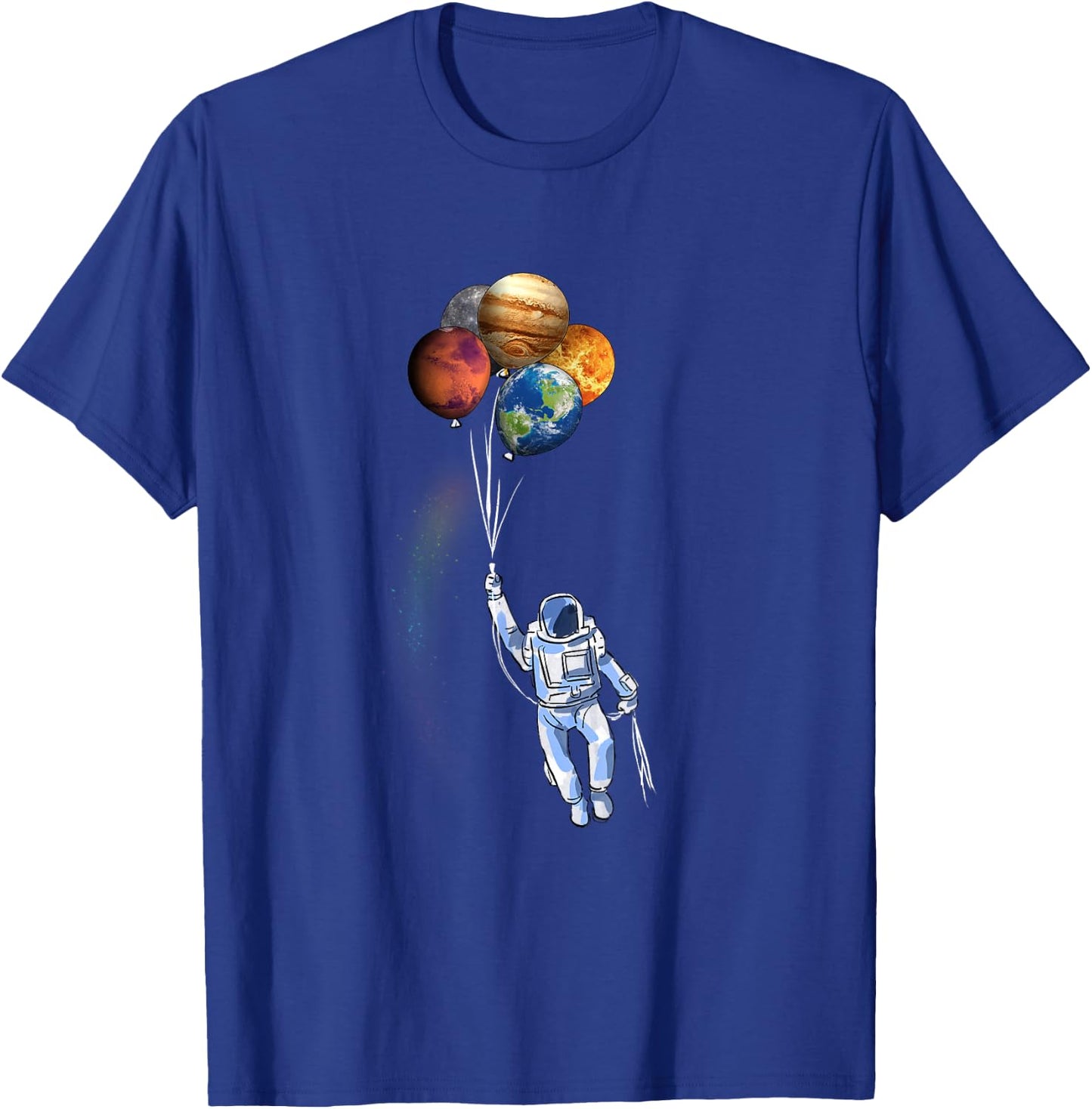 Astronaut Funny Space Shirt Spaceman Holding Planet Balloon T-Shirt - T-Shirt | Royal
