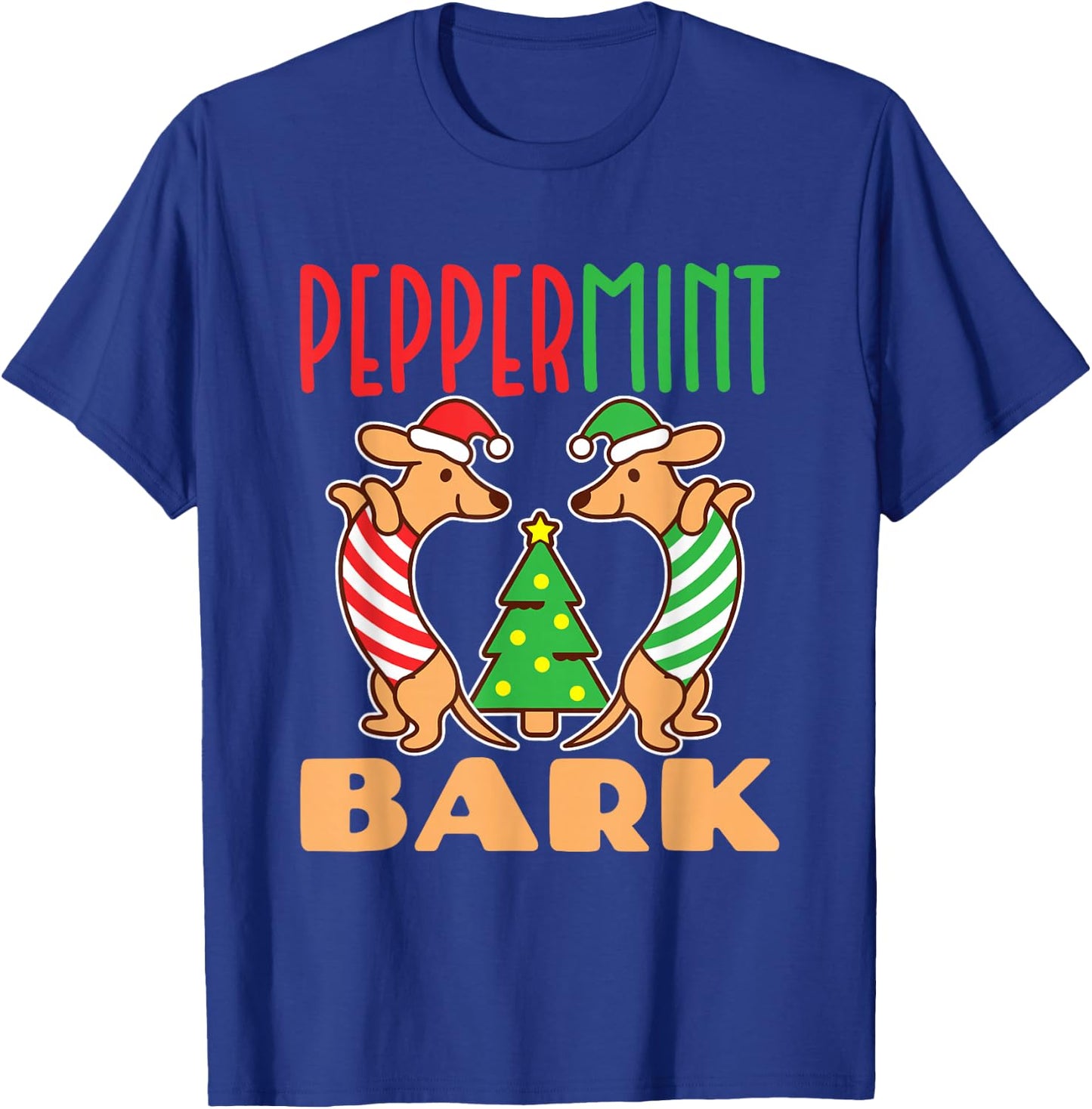 Peppermint Bark Christmas Doxie Dachshund Dog Pun Xmas T-Shirt - T-Shirt | Royal