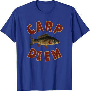 Carp Diem T Shirt Funny Fishing Gift Novelty Fisherman Shirt T-Shirt - T-Shirt | Royal