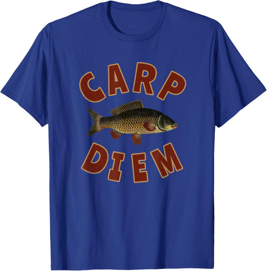 Carp Diem T Shirt Funny Fishing Gift Novelty Fisherman Shirt T-Shirt - T-Shirt | Royal
