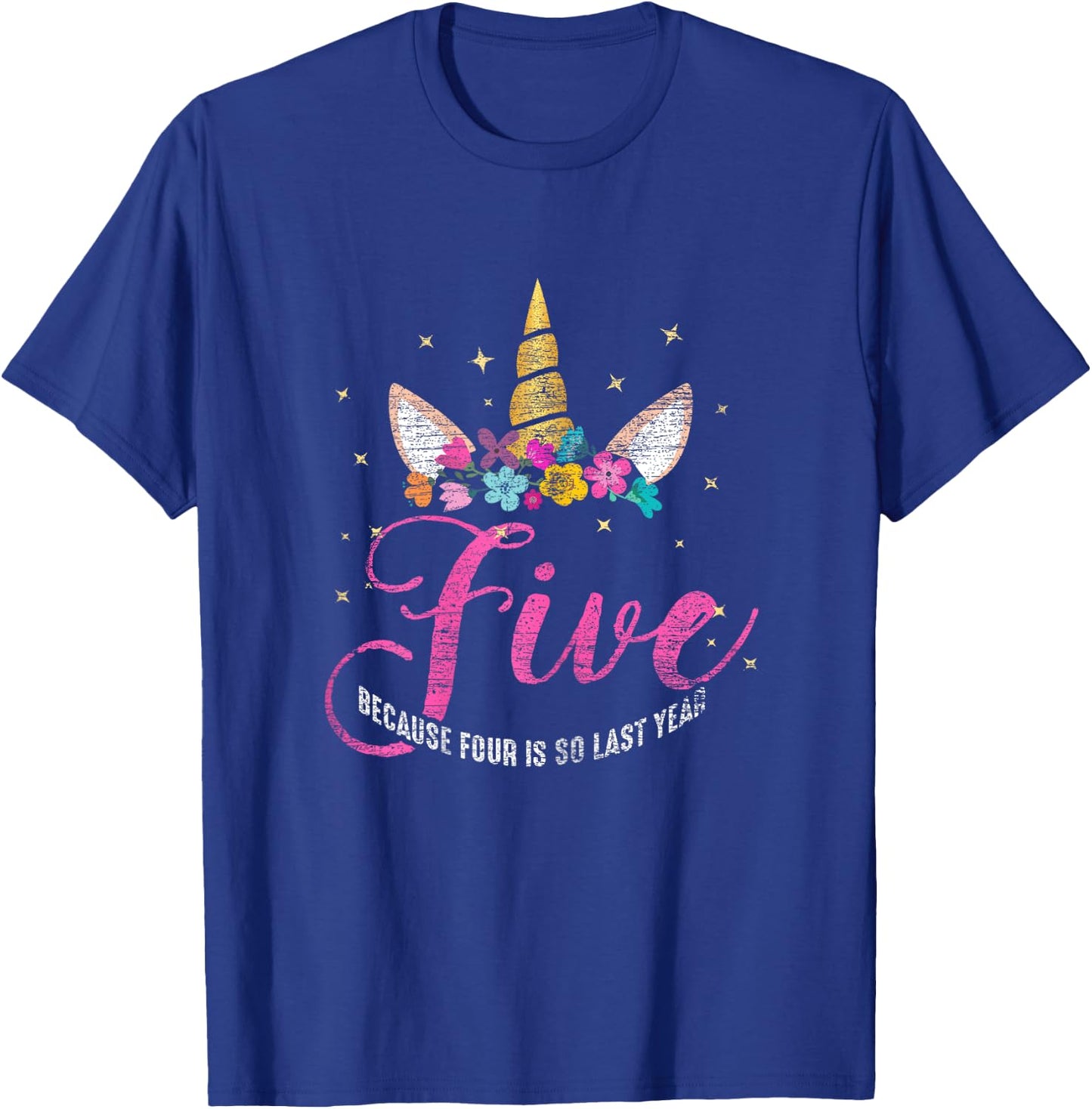 5 Years Old Birthday Girl Gifts Unicorn 5th Birthday T-Shirt - T-Shirt | Royal