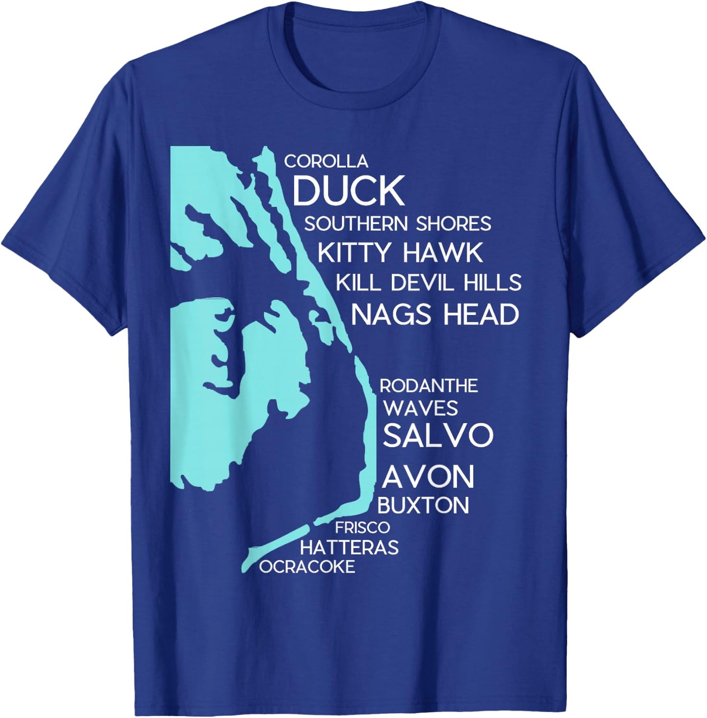 Outer Banks North Carolina T Shirt Map OBX NC Souvenir T-Shirt - T-Shirt | Royal
