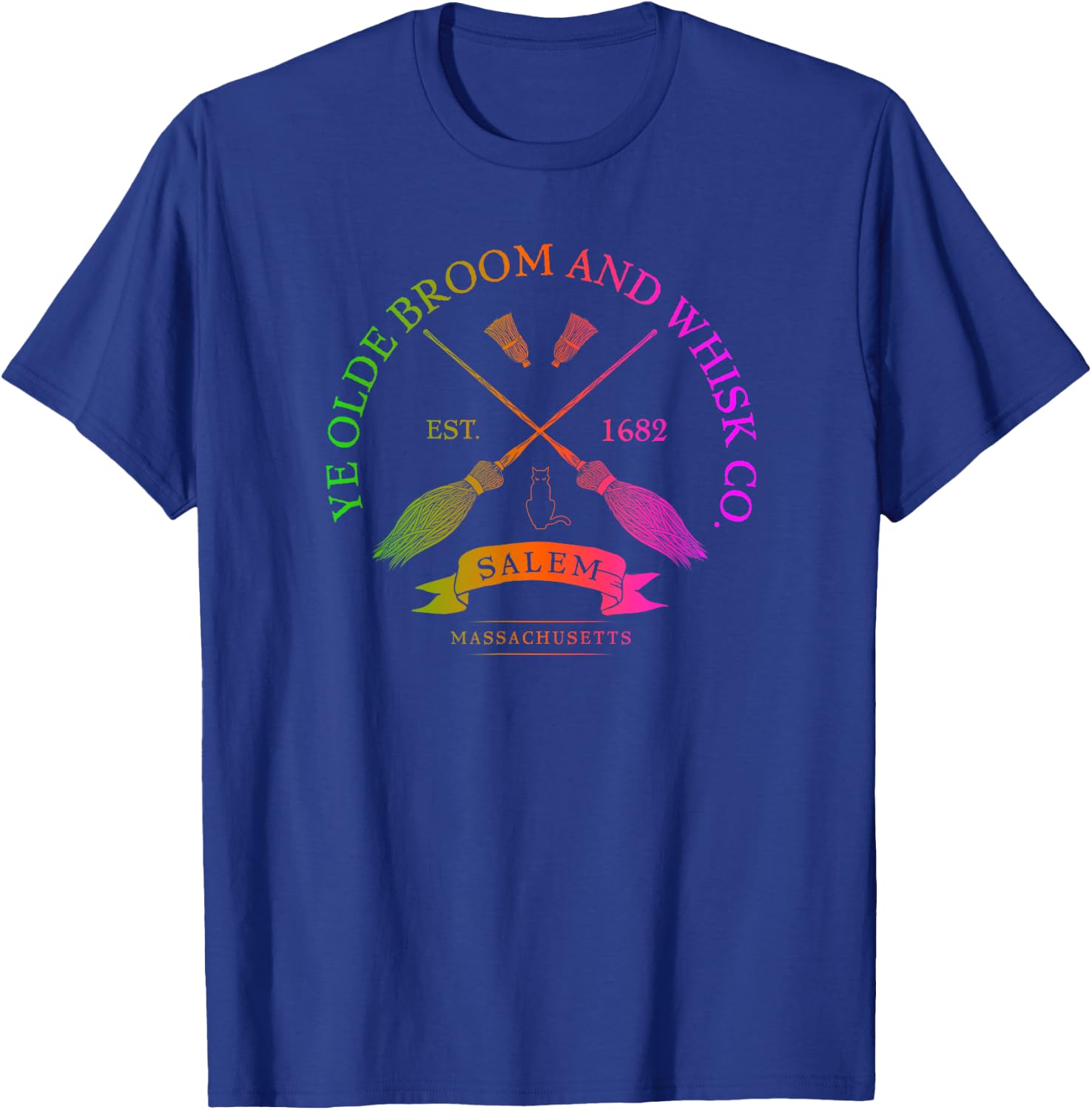 Ye Olde Broom Co - Salem Mass. Est. 1682 Halloween T-Shirt - T-Shirt | Royal