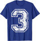 Sports Jersey Grunge Number 3 Fan Team Player Birthday Gift T-Shirt - T-Shirt | Royal