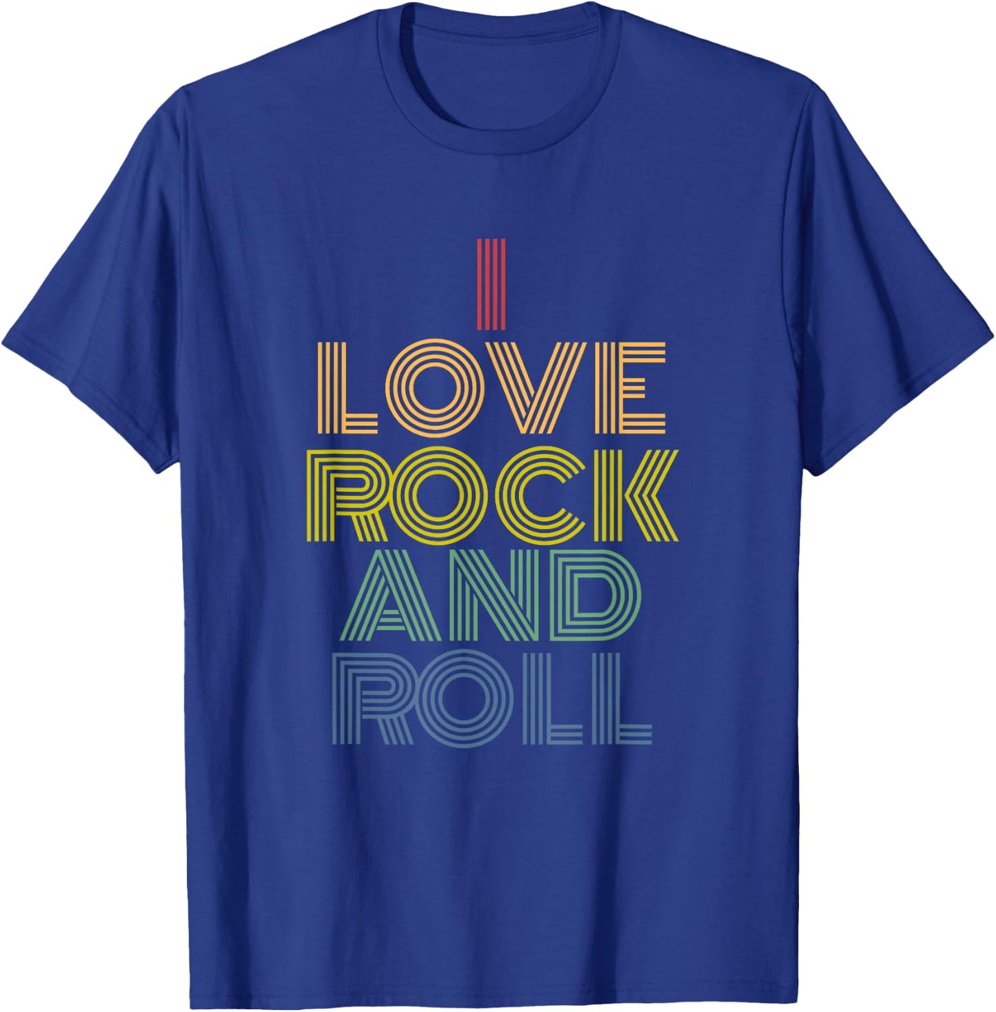 I Love Rock And Roll retro rainbow rock music T-Shirt - T-Shirt | Royal