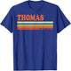 Thomas Retro Personalized First Name Vintage Stripes T-Shirt - T-Shirt | Royal