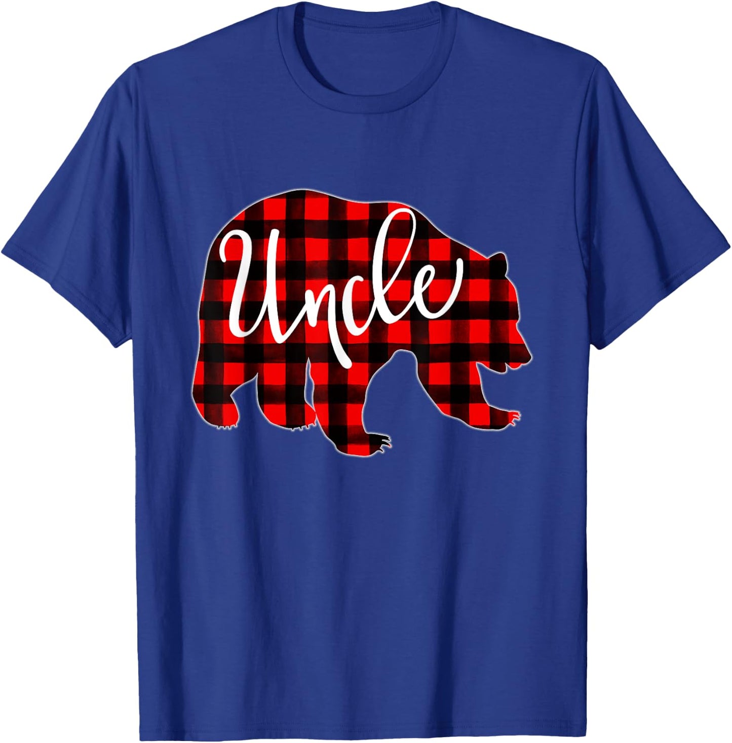 Red Plaid Uncle Bear Matching Family Christmas Eve Buffalo T-Shirt - T-Shirt | Royal