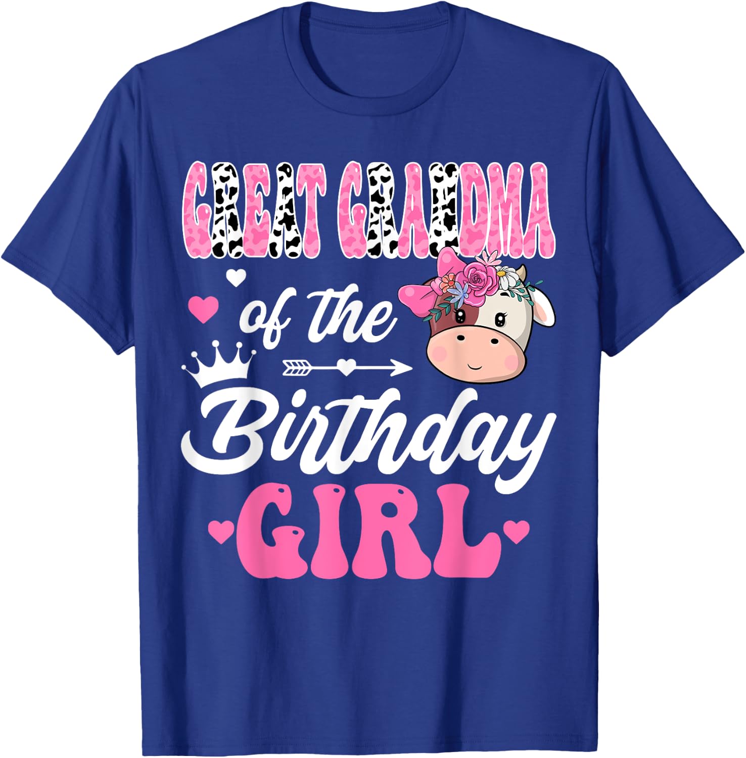 Great Grandma Of The Birthday Girl Farm Cow 1St Bday Girl T-Shirt - T-Shirt | Royal
