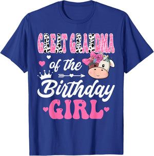 Great Grandma Of The Birthday Girl Farm Cow 1St Bday Girl T-Shirt - T-Shirt | Royal