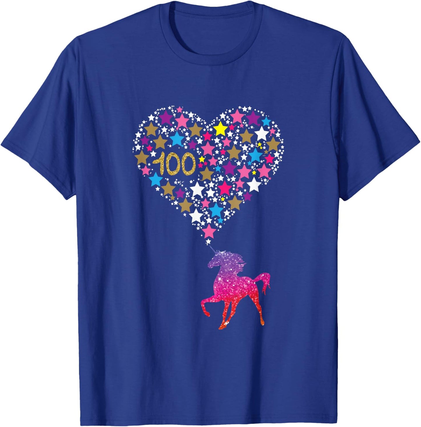 Unicorn 100 Days Of School Shirt Cute Happy Gift Outfit T-Shirt - T-Shirt | Royal