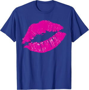 80's Pink Lips | Bright Pop Culture 1980's Lovers Gift T-Shirt - T-Shirt | Royal