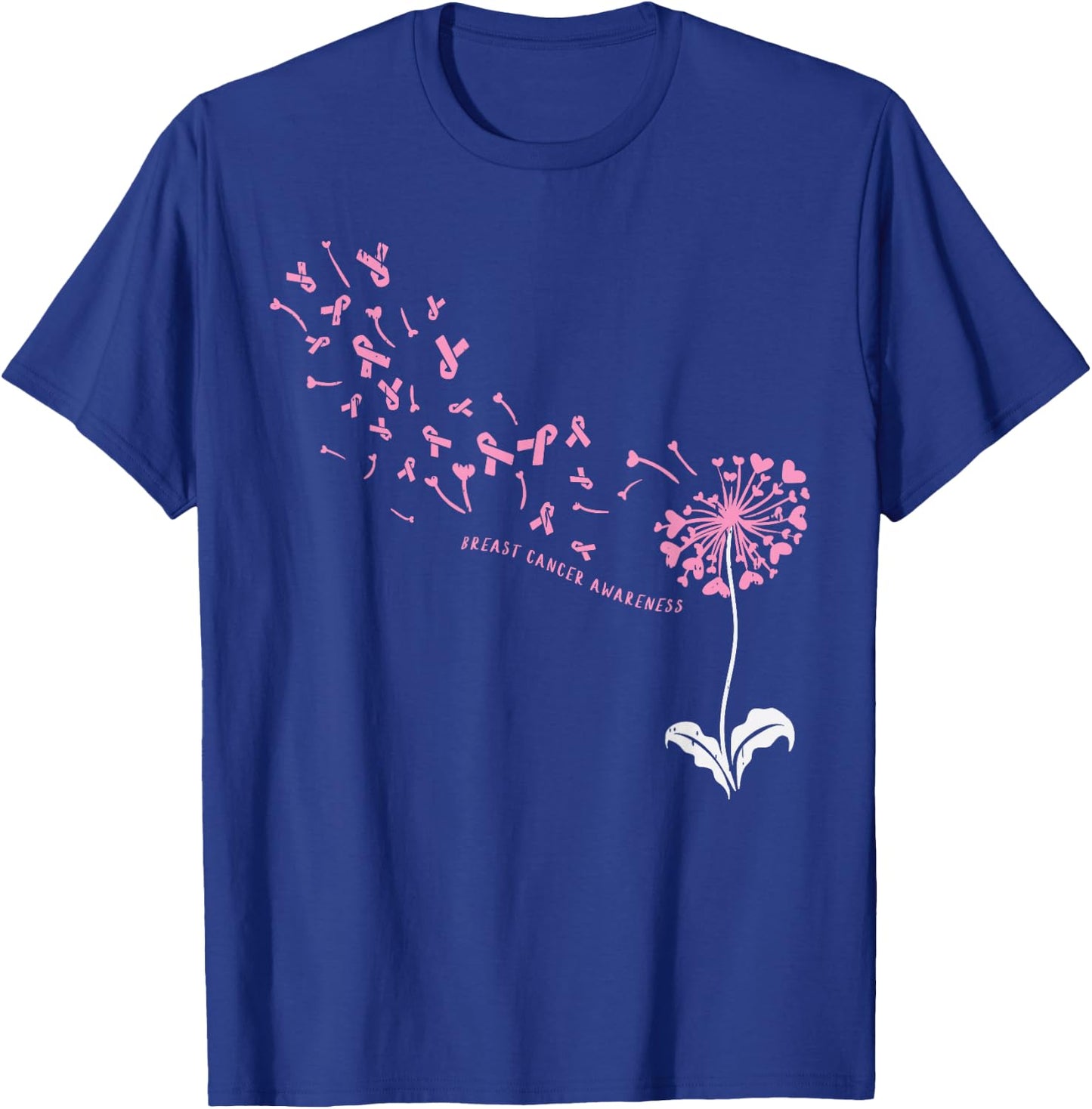 Dandelion Breast Cancer Awareness Pink Ribbon Support Gift T-Shirt - T-Shirt | Royal