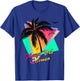 Playa Del Carmen 80s Tropical Summer And Beach Palm Sunset T-Shirt - T-Shirt | Royal