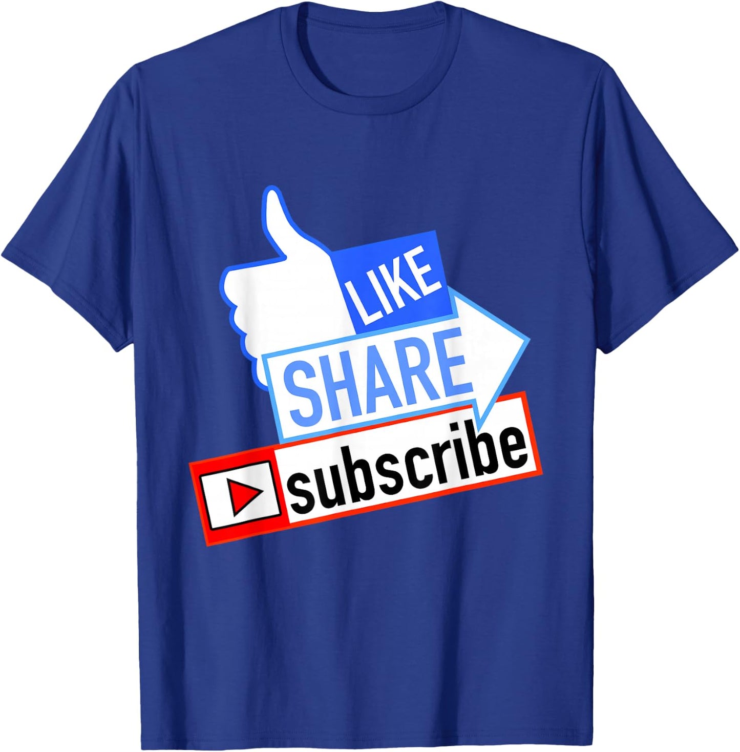Social Media Like Share Subscribe T-Shirt - T-Shirt | Royal
