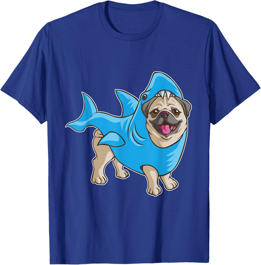 Pug Shark Shirt Funny Dog Suit Puppy Great White Gift T-Shirt - T-Shirt | Royal