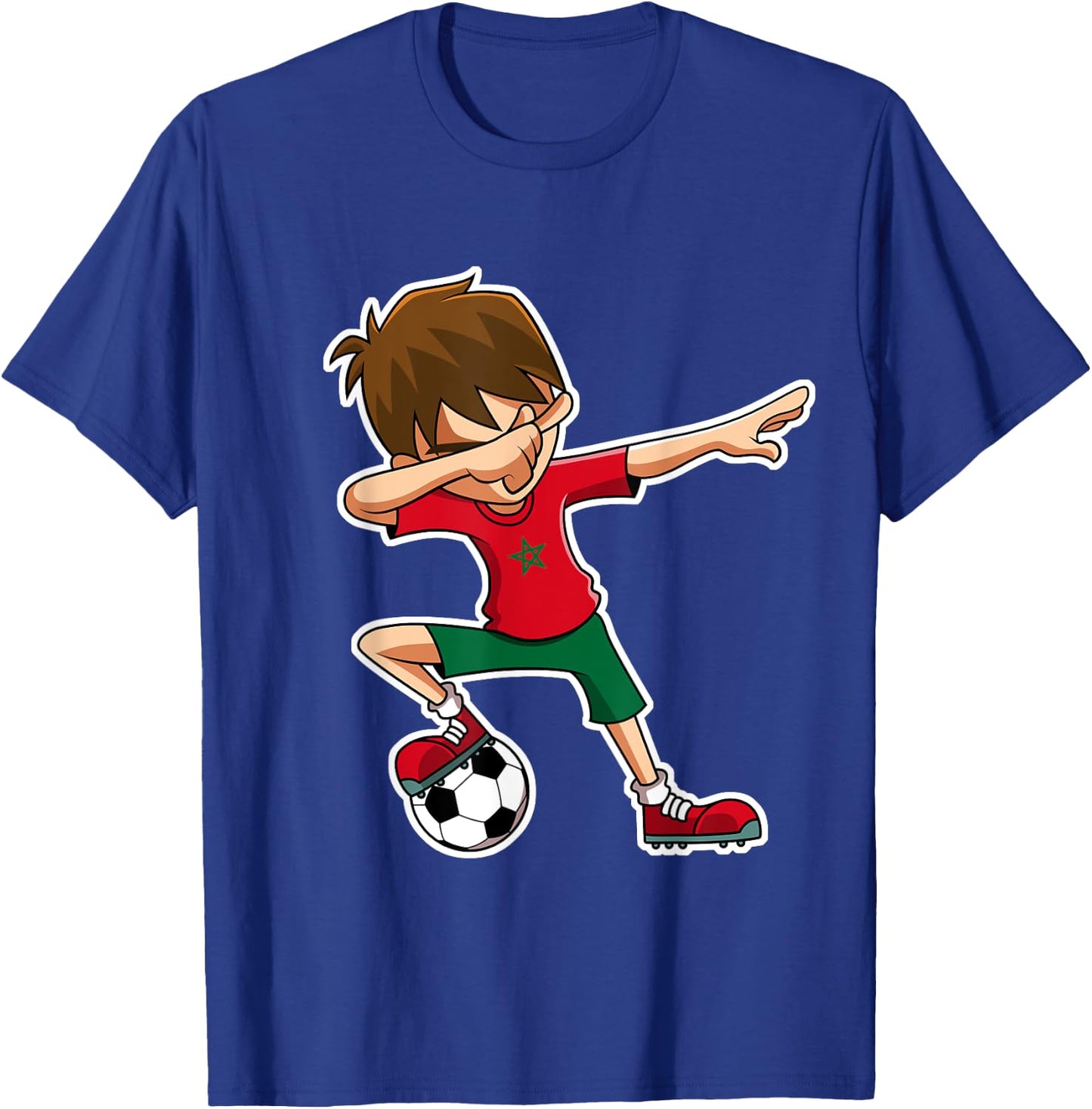 Dabbing Soccer Boy Morocco Shirt, Moroccan Flag Jersey T-Shirt - T-Shirt | Royal