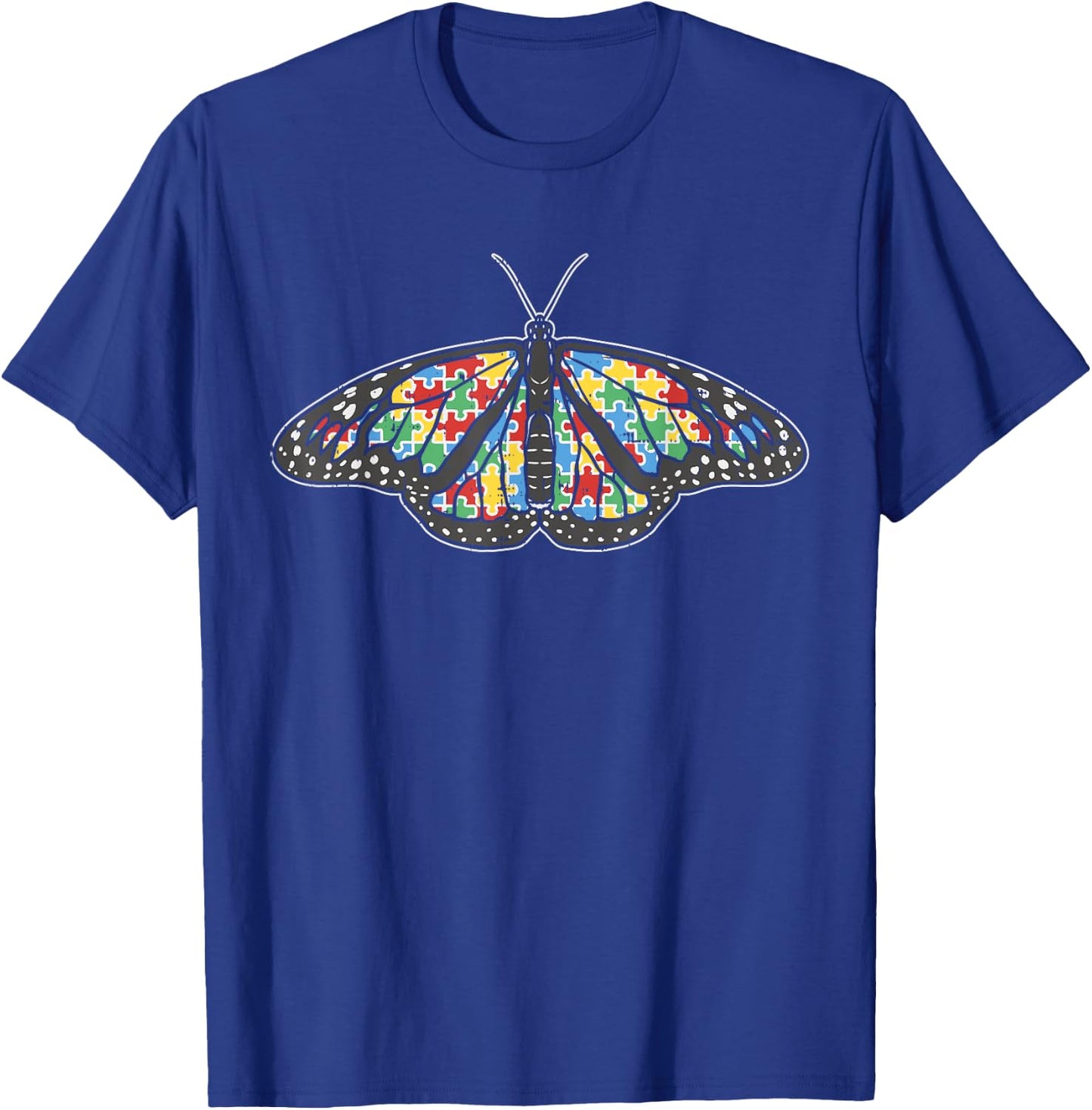 Monarch Butterfly Puzzle Shirt Autism Awareness Support Gift T-Shirt - T-Shirt | Royal