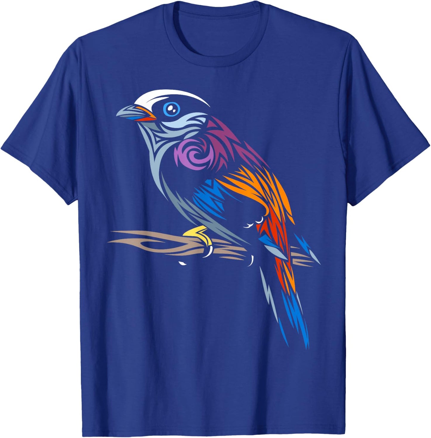 Tribal Sparrow tropical bird T-Shirt - T-Shirt | Royal