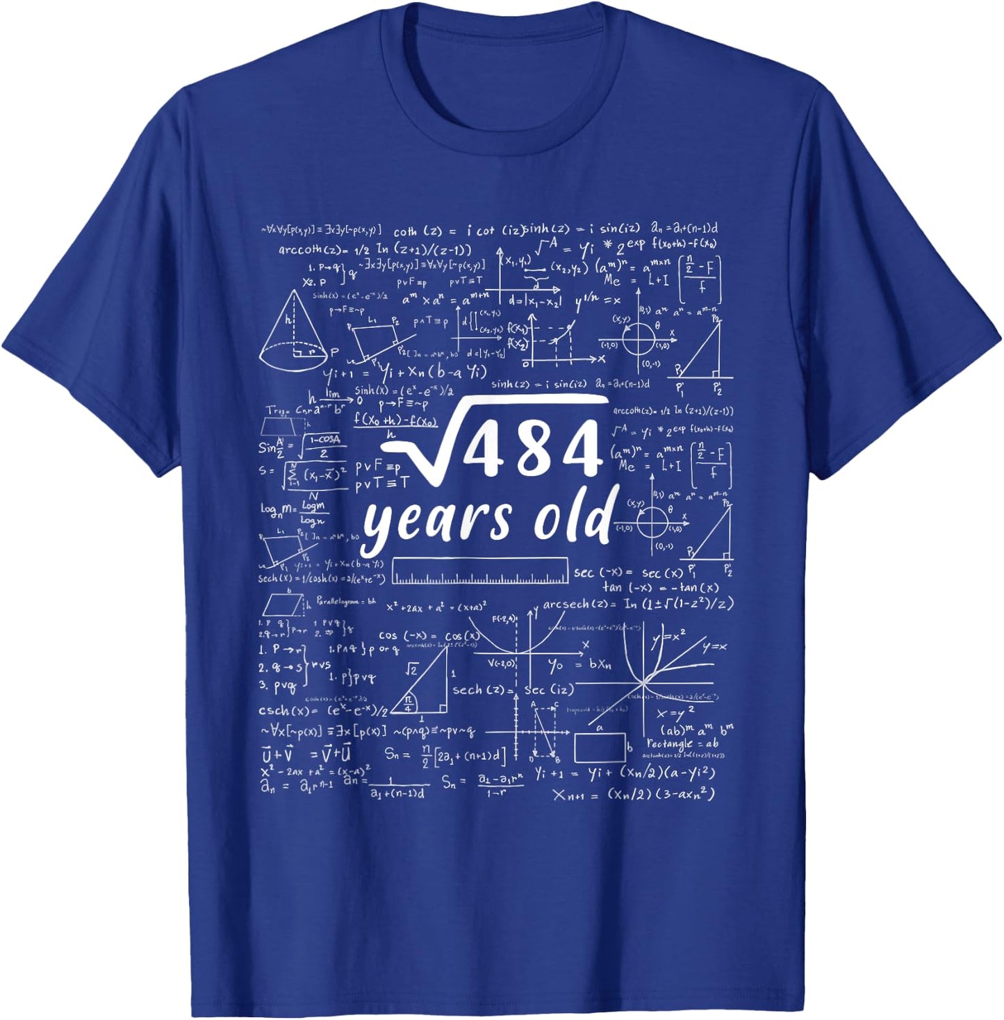 22nd Birthday Math Square Root Of 484 Retro 22 Years Old T-Shirt - T-Shirt | Royal
