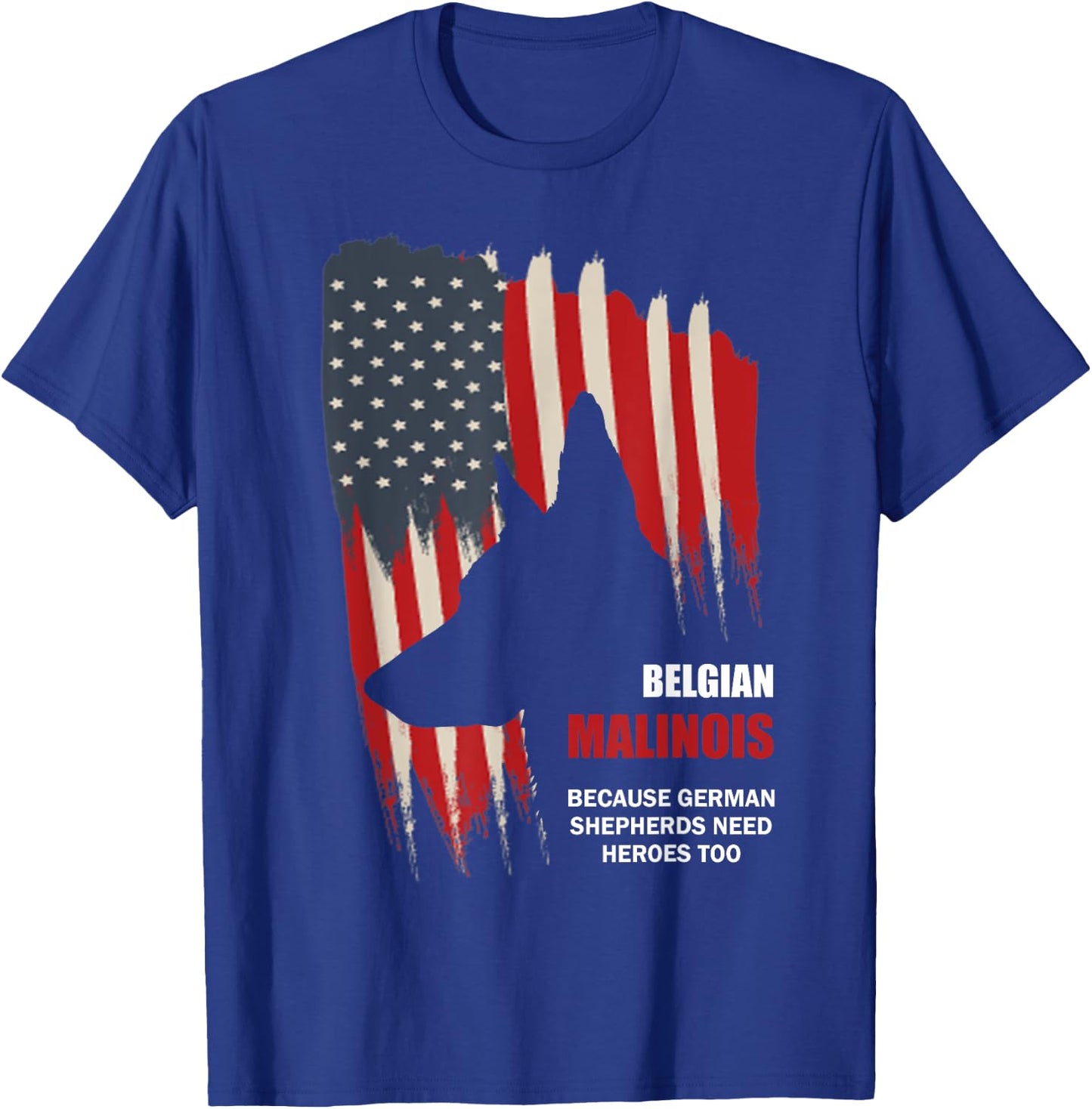 Belgian Malinois American Flag Funny Dog Gift T-Shirt - T-Shirt | Royal