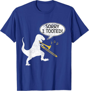 Sorry I Tooted Trombone Shirt Dinosaur Marching Band T-Shirt - T-Shirt | Royal