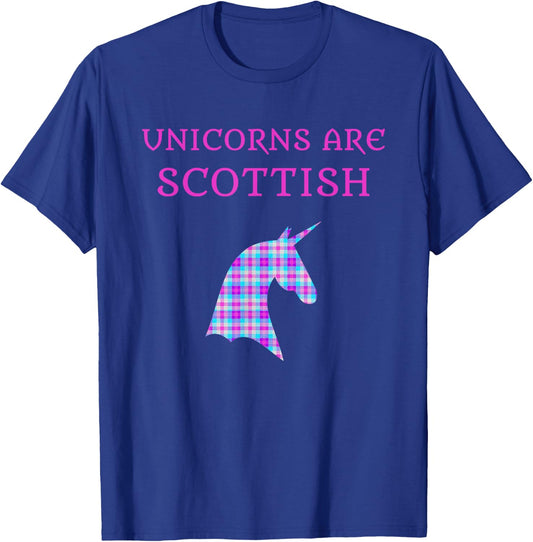 Unicorns Are Scottish Tartan Day Shirt T-Shirt - T-Shirt | Royal