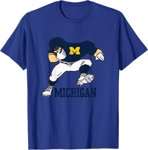 Kids Michigan Wolverines Kids Football Player Gray T-Shirt - T-Shirt | Royal