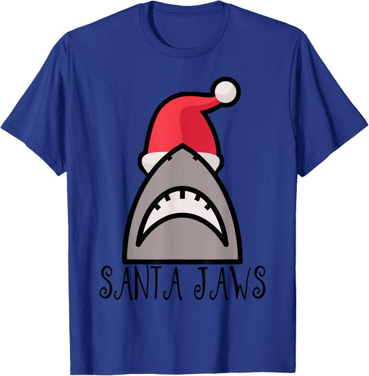 SANTA JAWS SHARK CHRISTMAS SHIRT- CHRISTMAS AT THE BEACH Men Women Kids T-Shirt - T-Shirt | Royal