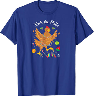 Peck the Halls Chicken Christmas Shirt T-Shirt - T-Shirt | Royal