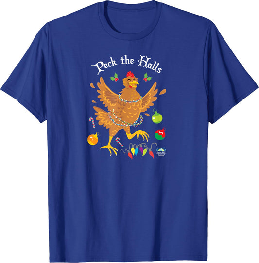 Peck the Halls Chicken Christmas Shirt T-Shirt - T-Shirt | Royal