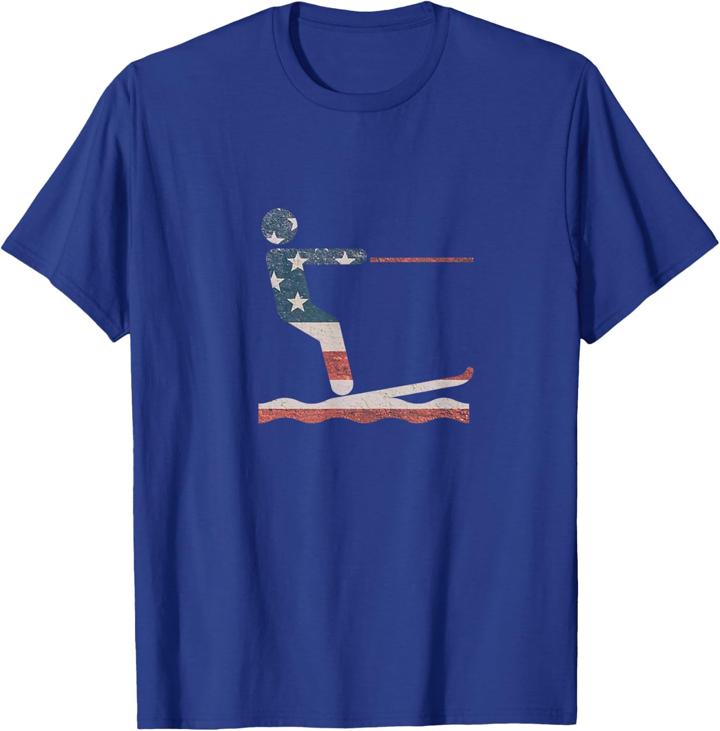 Water Ski T Shirt Water skiing American Flag T-Shirt - T-Shirt | Royal