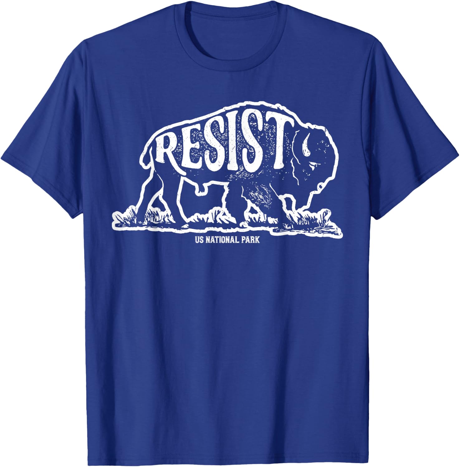 ALT US National Park Resist Service T shirt Bison Vintage T-Shirt - T-Shirt | Royal