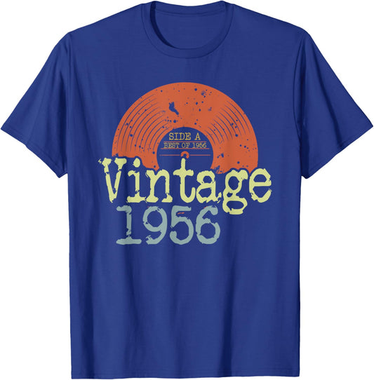 Born in 1956 Vintage Vinyl Record Best Of 1956 Birthday T-Shirt - T-Shirt | Royal
