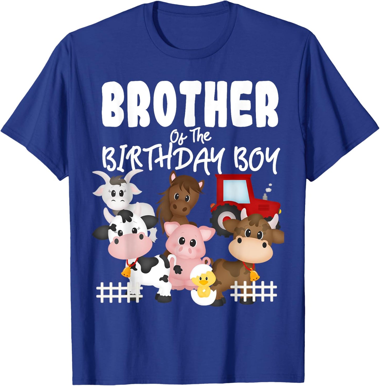 Farm Animals Barnyard Farm House Brother Of The Birthday Boy T-Shirt - T-Shirt | Royal