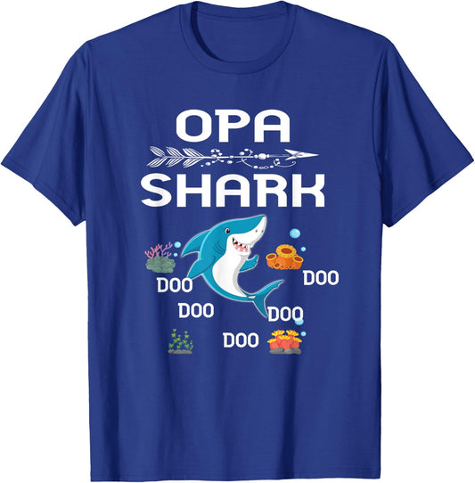 Opa Shark Shirt Fathers Day Gift For Opa T-Shirt - T-Shirt | Royal