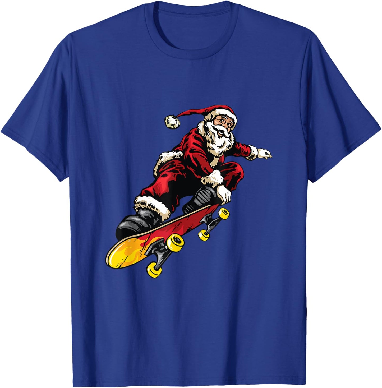 Santa Claus On Skateboard Funny Christmas Xmas T-Shirt - T-Shirt | Royal