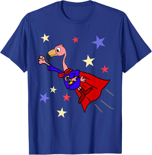 SmileteesFunny Funny Flamingo Flying Superhero T-Shirt - T-Shirt | Royal
