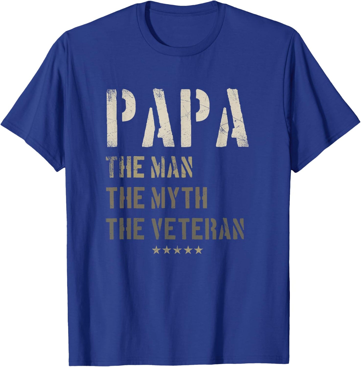 Papa Man Myth Veteran Fathers Day for Military Veterans T-Shirt - T-Shirt | Royal