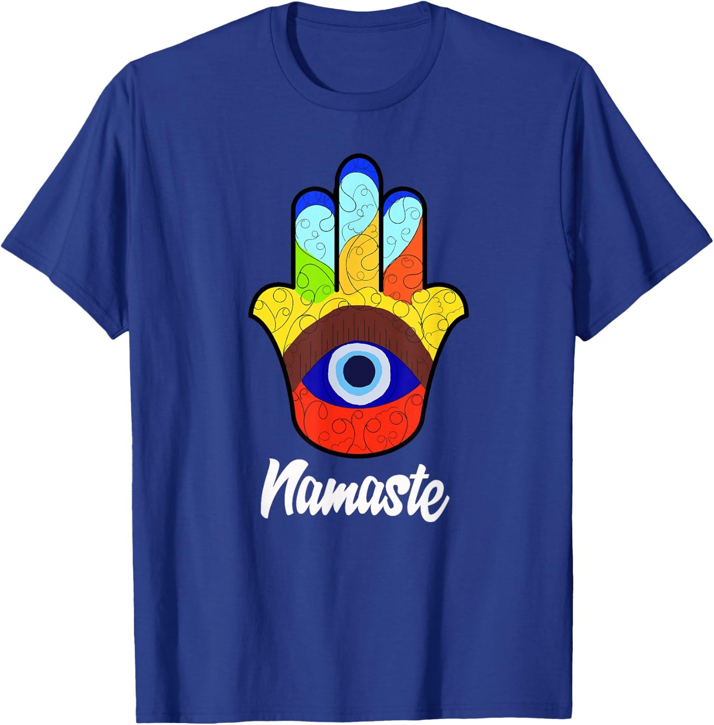 Namaste Spiritual Hamsa Hand Evil Eye T-Shirt - T-Shirt | Royal
