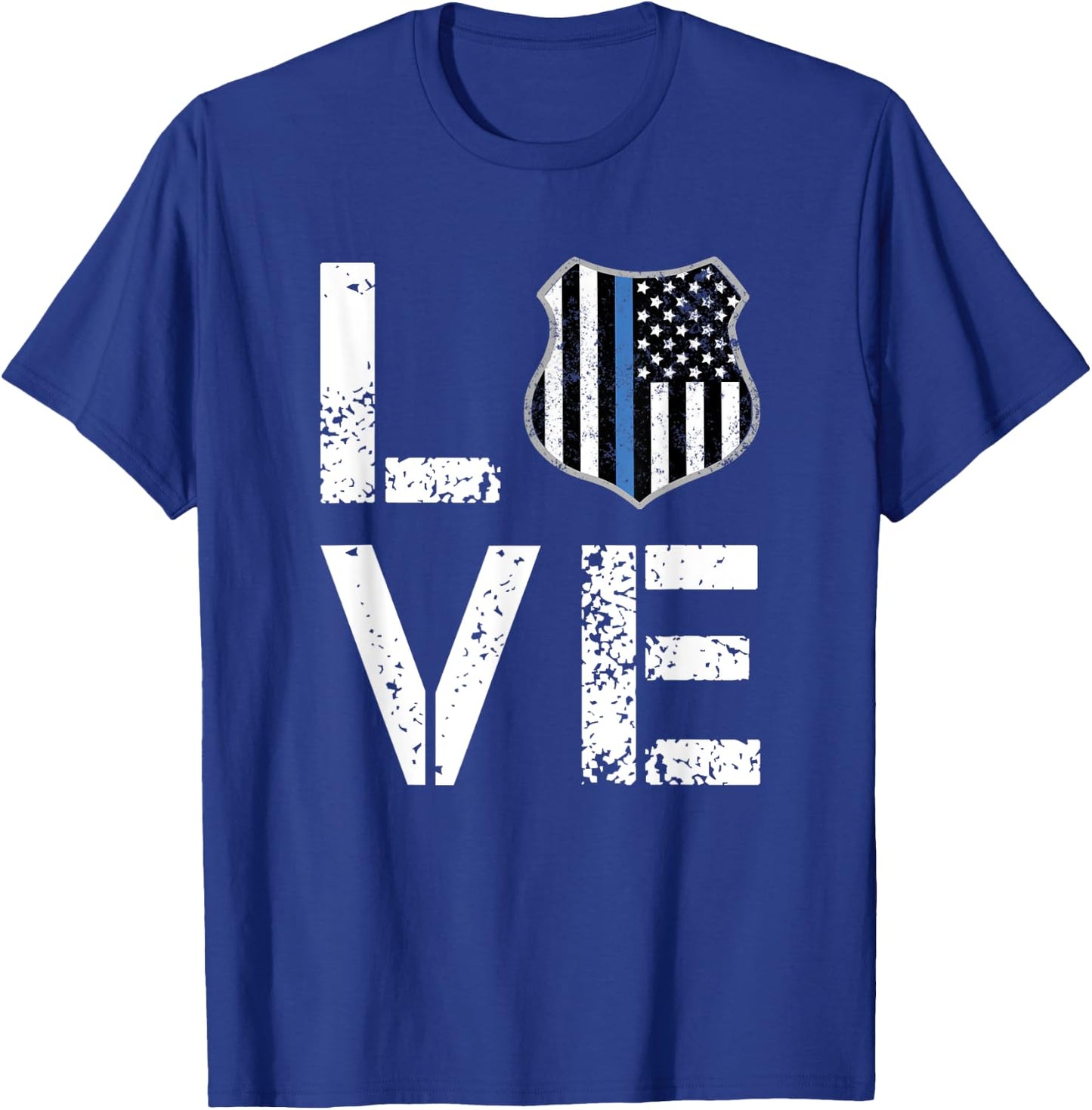 I LOVE Police Shirt Thin Blue Line Law Enforcement Gift T-Shirt - T-Shirt | Royal