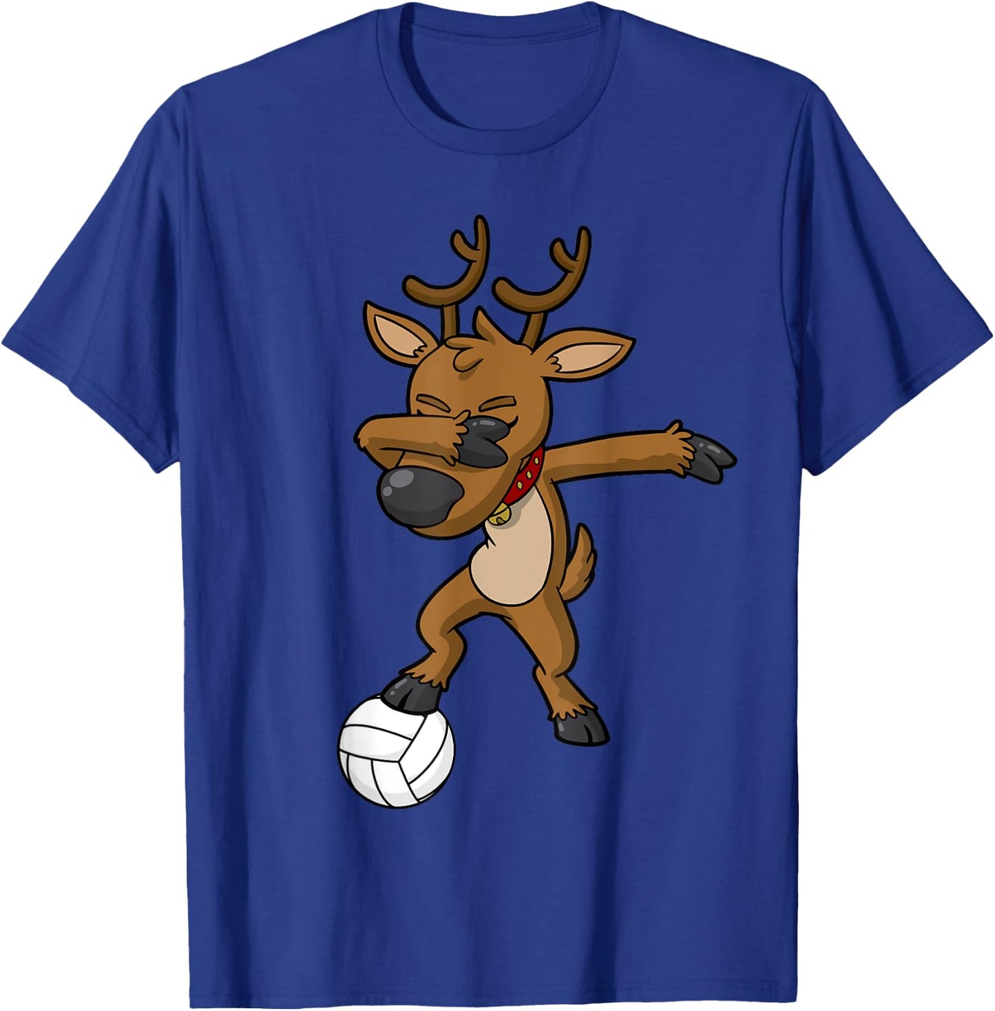 Volleyball Dabbing Reindeer Christmas T-Shirt - T-Shirt | Royal