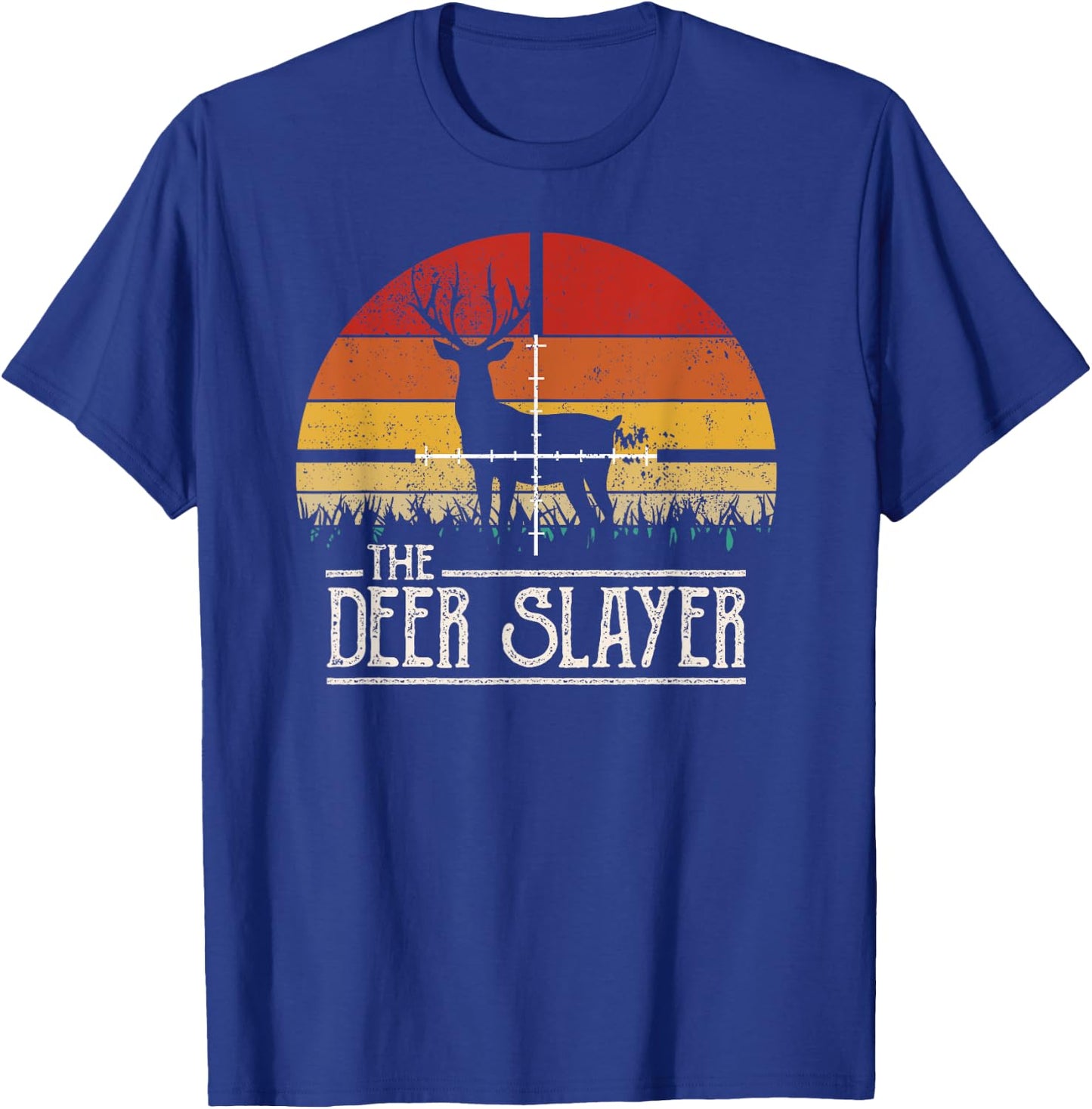 Vintage Sunset Retro Style Deer Hunting Deer Slayer T-Shirt - T-Shirt | Royal