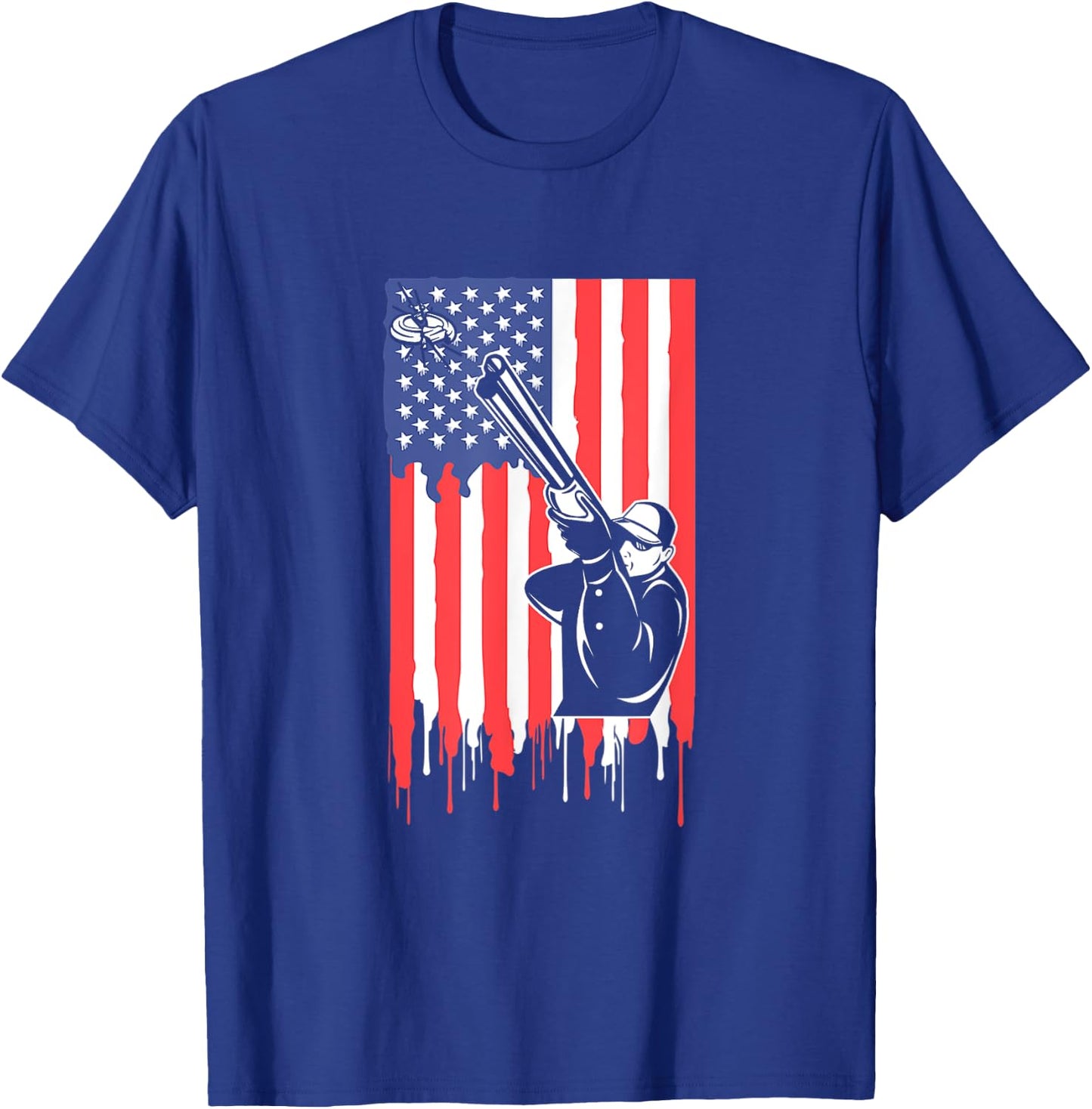 Trap Shooting USA Flag Shirt Proud Clay Shooting Skeet Shoot Kids Men T-Shirt - T-Shirt | Royal