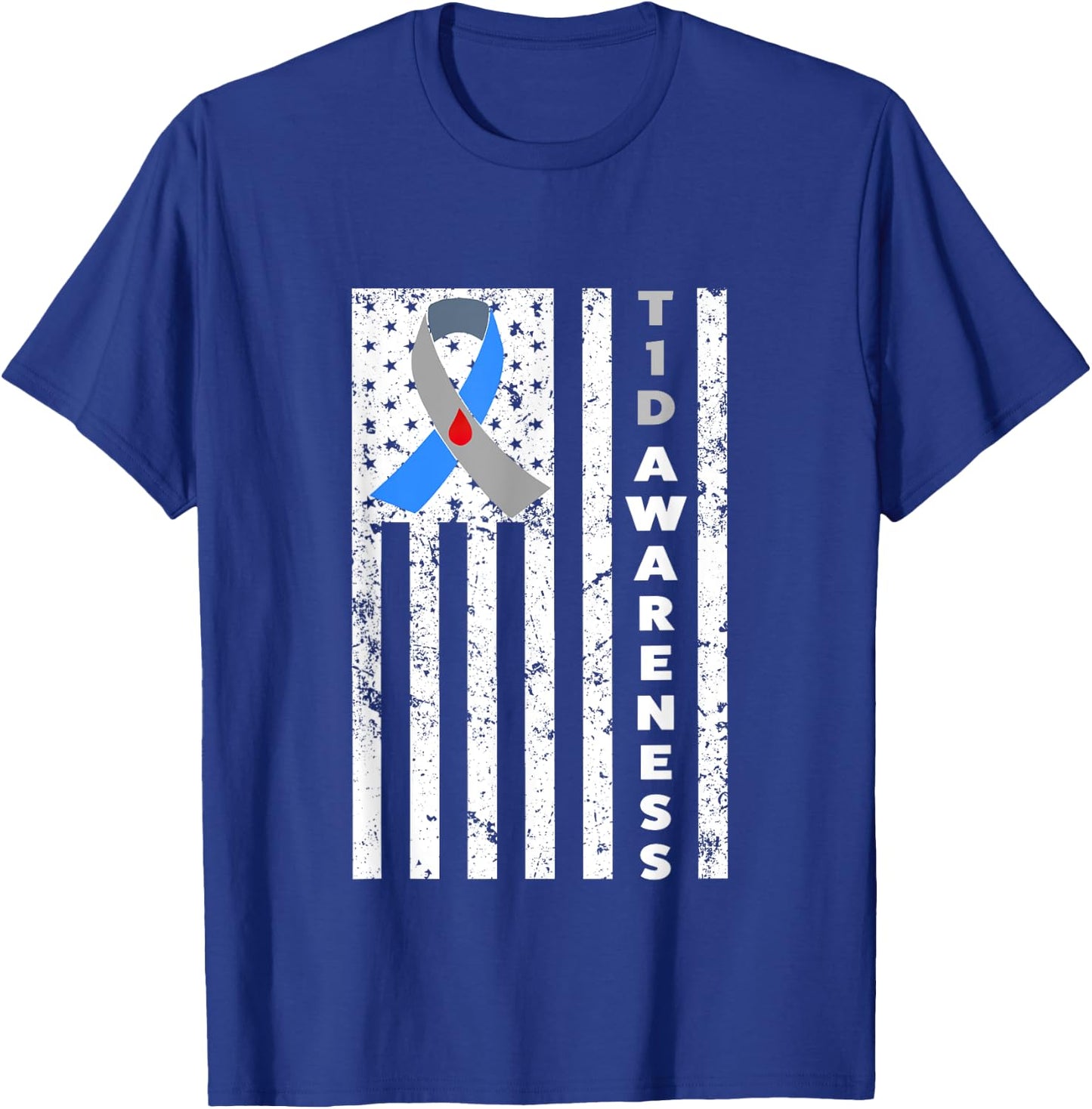 Type 1 Diabetes T1D Awareness Support Ribbon shirt T-Shirt - T-Shirt | Royal