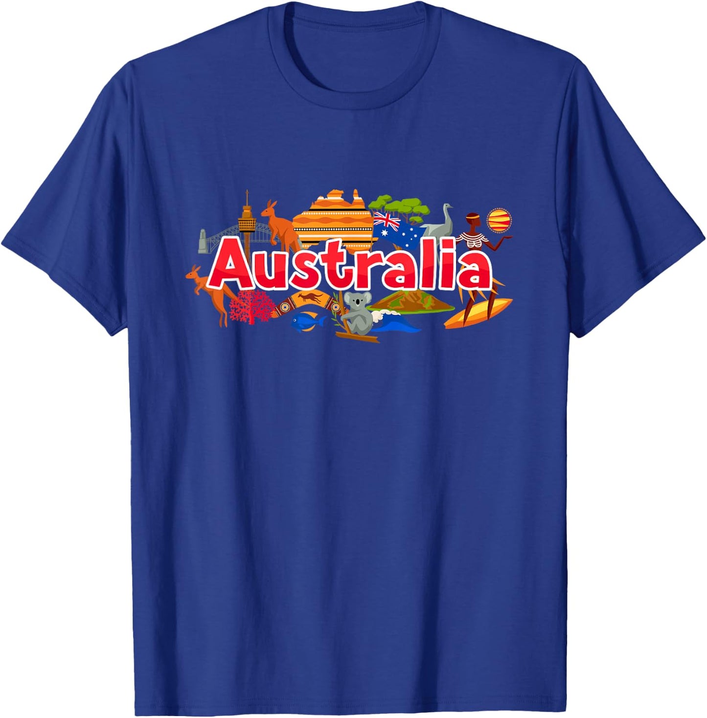 Australia Down Under Culture Australian Flag Map Gift T-Shirt - T-Shirt | Royal