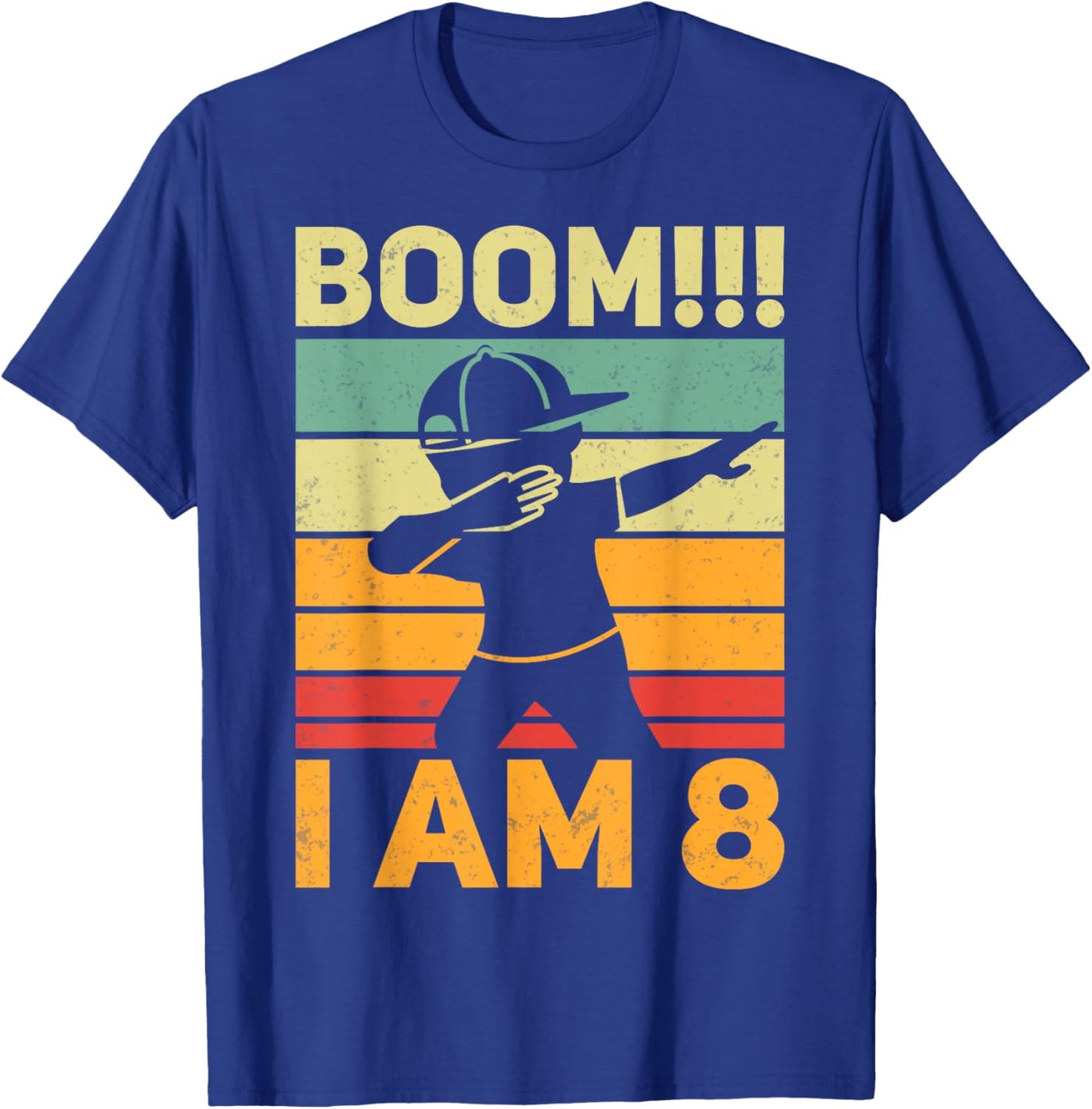 Retro Boom I'm 8 Dabbing Kids 8th Birthday Party 8 Years Old T-Shirt - T-Shirt | Royal