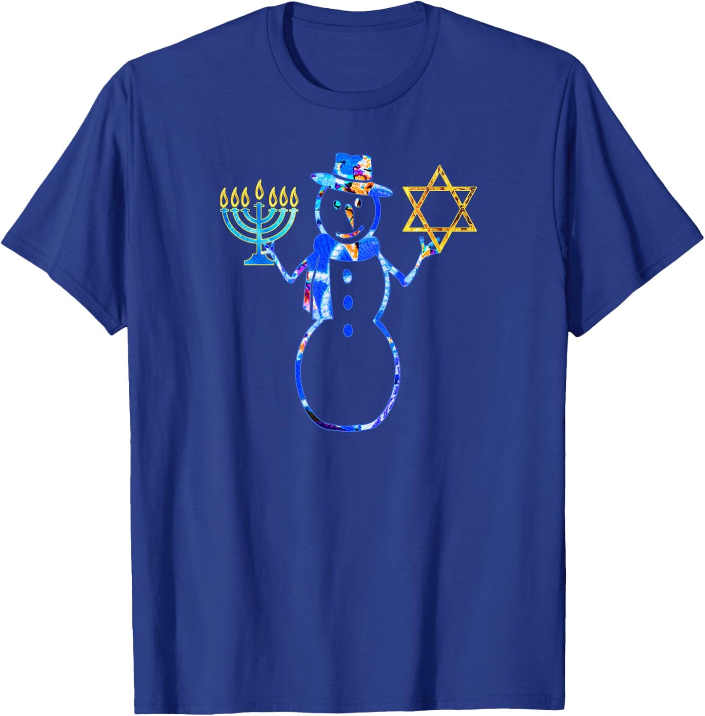 Hanukkah Jewish Chrismukkah Chanukah Snowman Menorah T-Shirt - T-Shirt | Royal